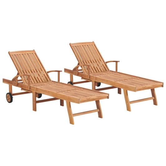 Sun loungers 2 pcs. Solid teak wood
