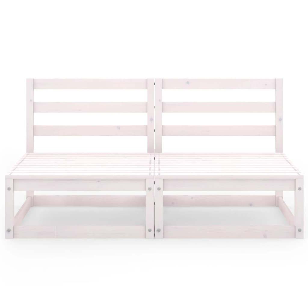 Garden sofa 2-seater white solid pine