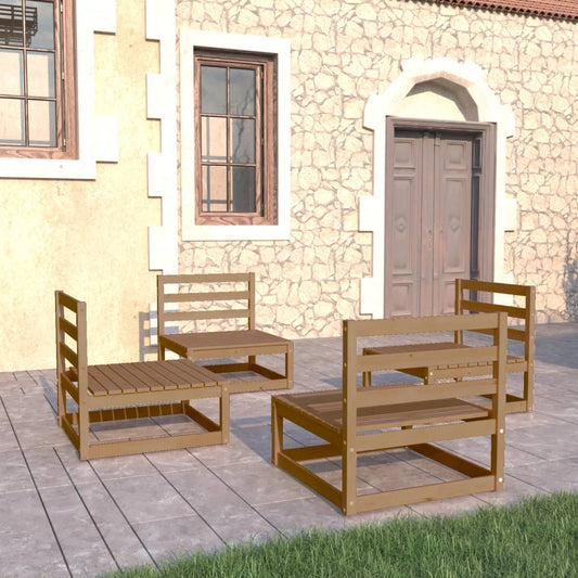 4-piece garden lounge set honey brown solid pine