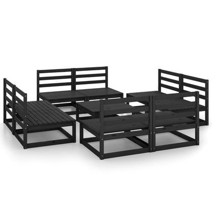 9-piece garden lounge set black solid pine