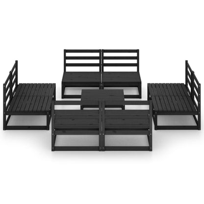 9-piece garden lounge set black solid pine