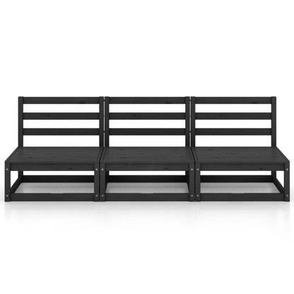 Outdoor-Sofa 3-Sitzer Schwarz Massivholz Kiefer