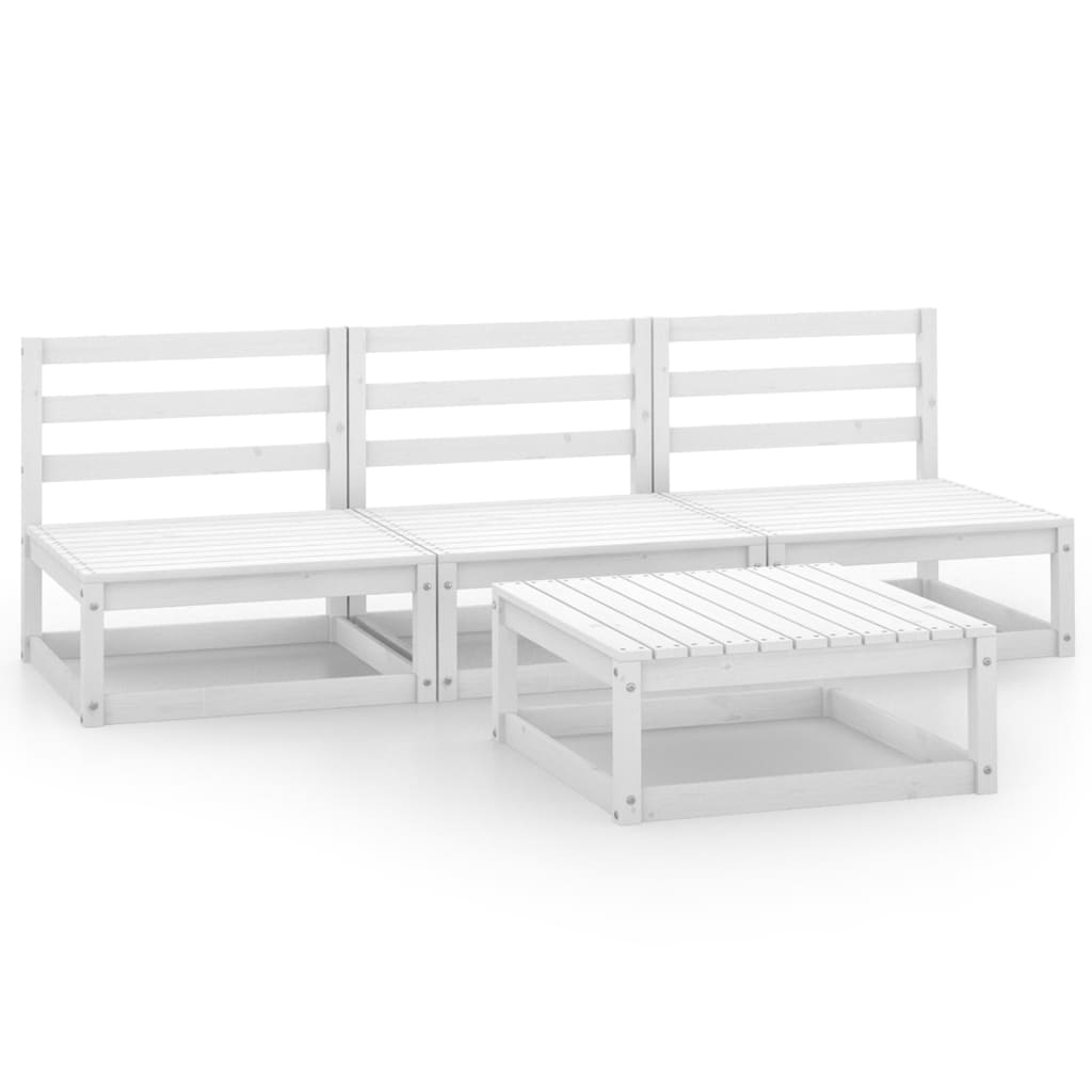4-piece garden lounge set white solid pine