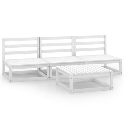 4-piece garden lounge set white solid pine