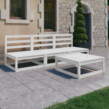 4-piece garden lounge set white solid pine