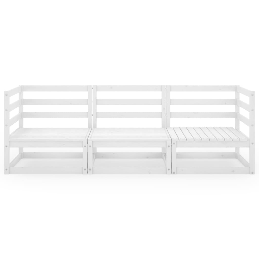 Outdoor sofa 3-seater white solid pine