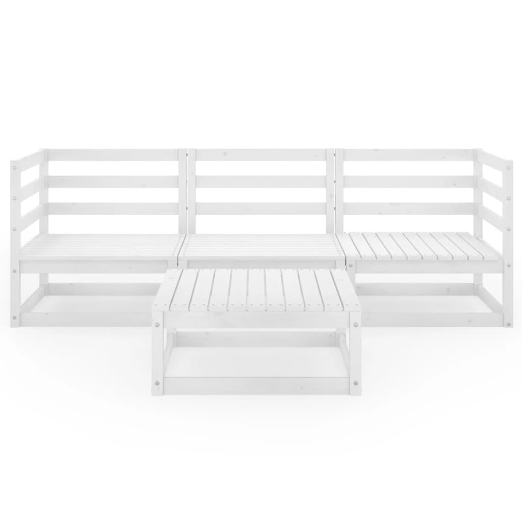 4-piece garden lounge set white solid pine