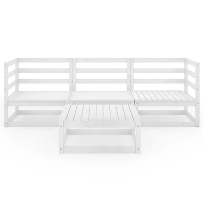 4-piece garden lounge set white solid pine
