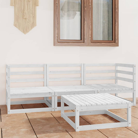 4-piece garden lounge set white solid pine