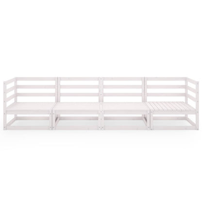 Outdoor-Sofa 4-Sitzer Weiß Massivholz Kiefer