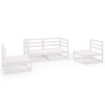 4-piece garden lounge set white solid pine