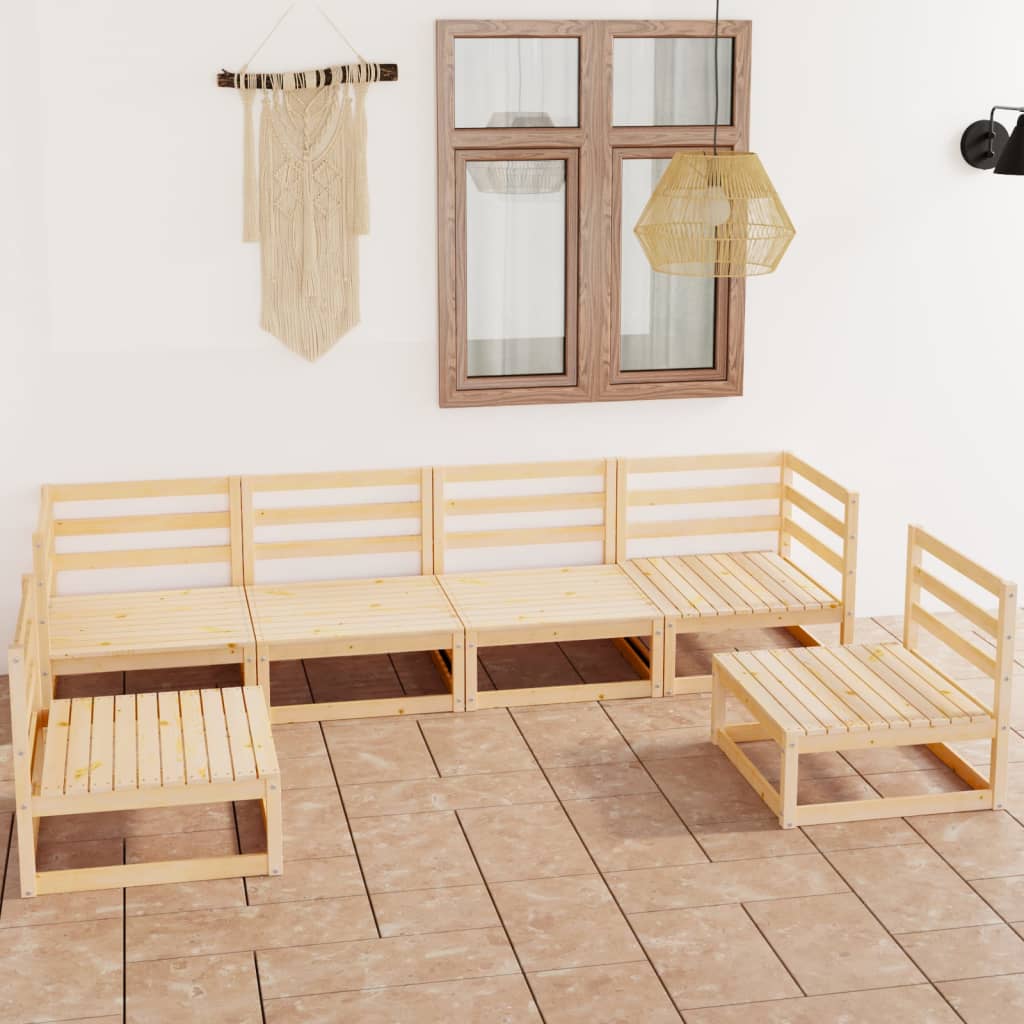 6-tlg. Garten-Lounge-Set Massivholz Kiefer