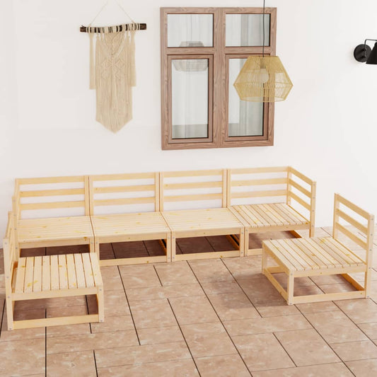 6-tlg. Garten-Lounge-Set Massivholz Kiefer