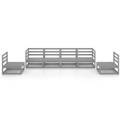 6 kom. Vrtna garnitura za sjedenje Siva puna borovina