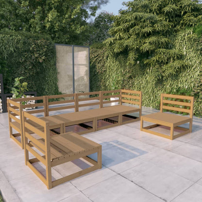 6-tlg. Garten-Lounge-Set Honigbraun Massivholz Kiefer