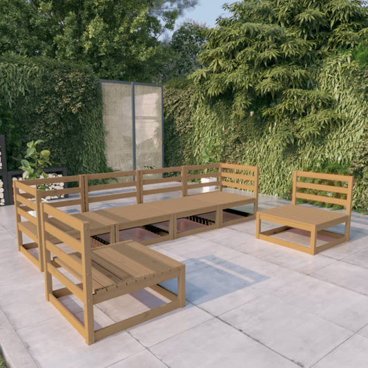 6-tlg. Garten-Lounge-Set Honigbraun Massivholz Kiefer
