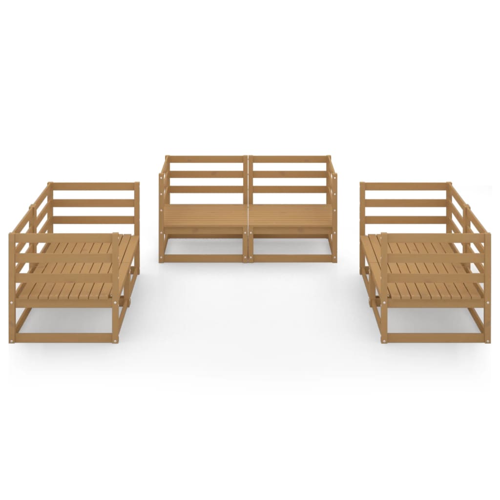 6 kom. Vrtna garnitura za sjedenje medeno smeđa masivna borovina