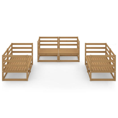 6 kom. Vrtna garnitura za sjedenje medeno smeđa masivna borovina