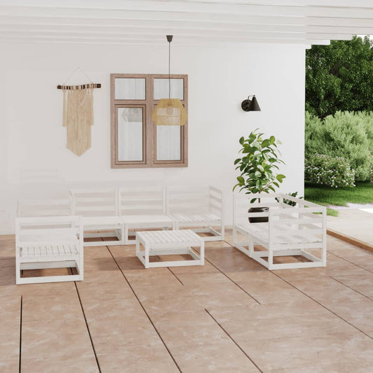 8-piece garden lounge set white solid pine