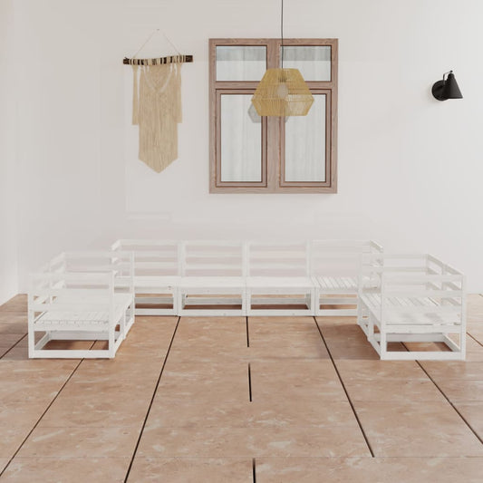 8-piece garden lounge set white solid pine