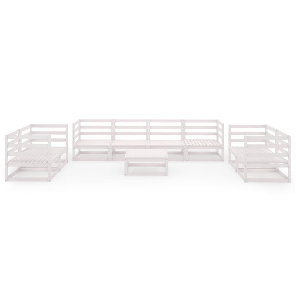 9-piece garden lounge set white solid pine