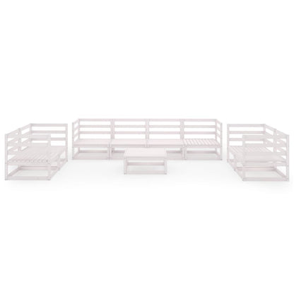 9-piece garden lounge set white solid pine