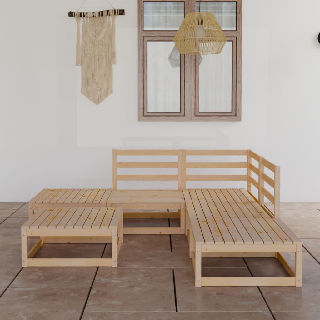 6-tlg. Garten-Lounge-Set Massivholz Kiefer