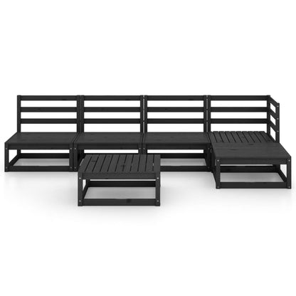 6-tlg. Garten-Lounge-Set Schwarz Massivholz Kiefer