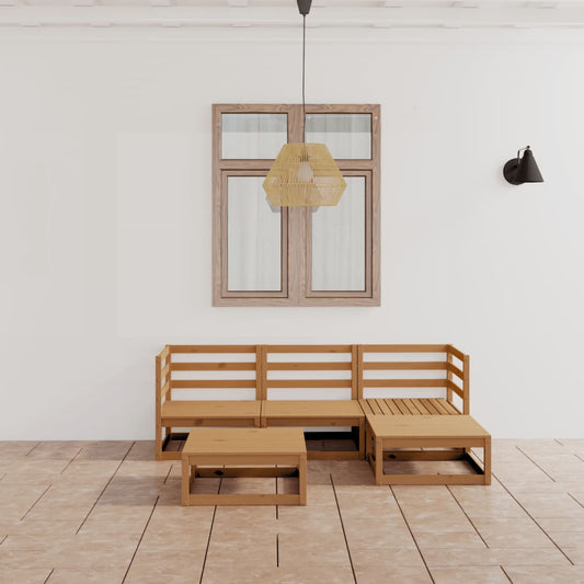 5-piece garden lounge set honey brown solid pine