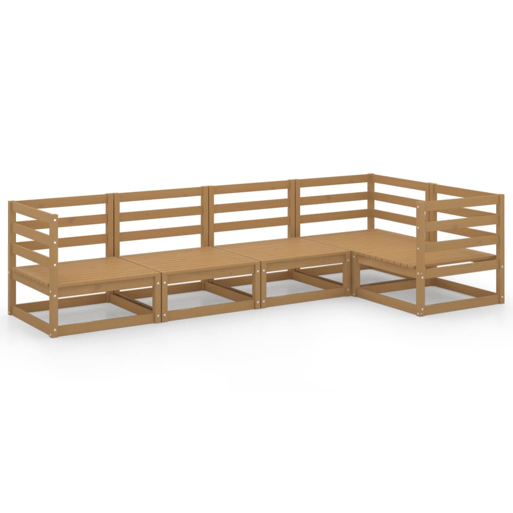 5 kom. Vrtna garnitura za sjedenje medeno smeđa masivna borovina