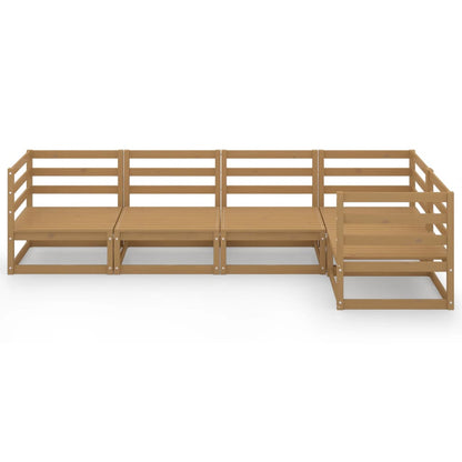 5 kom. Vrtna garnitura za sjedenje medeno smeđa masivna borovina