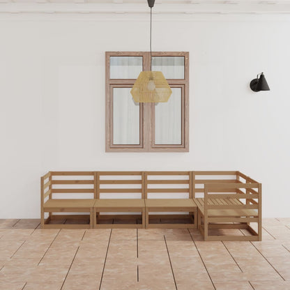 5 kom. Vrtna garnitura za sjedenje medeno smeđa masivna borovina