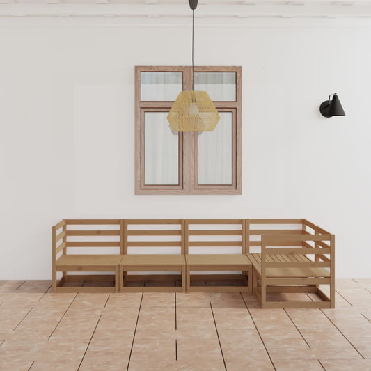 5 kom. Vrtna garnitura za sjedenje medeno smeđa masivna borovina