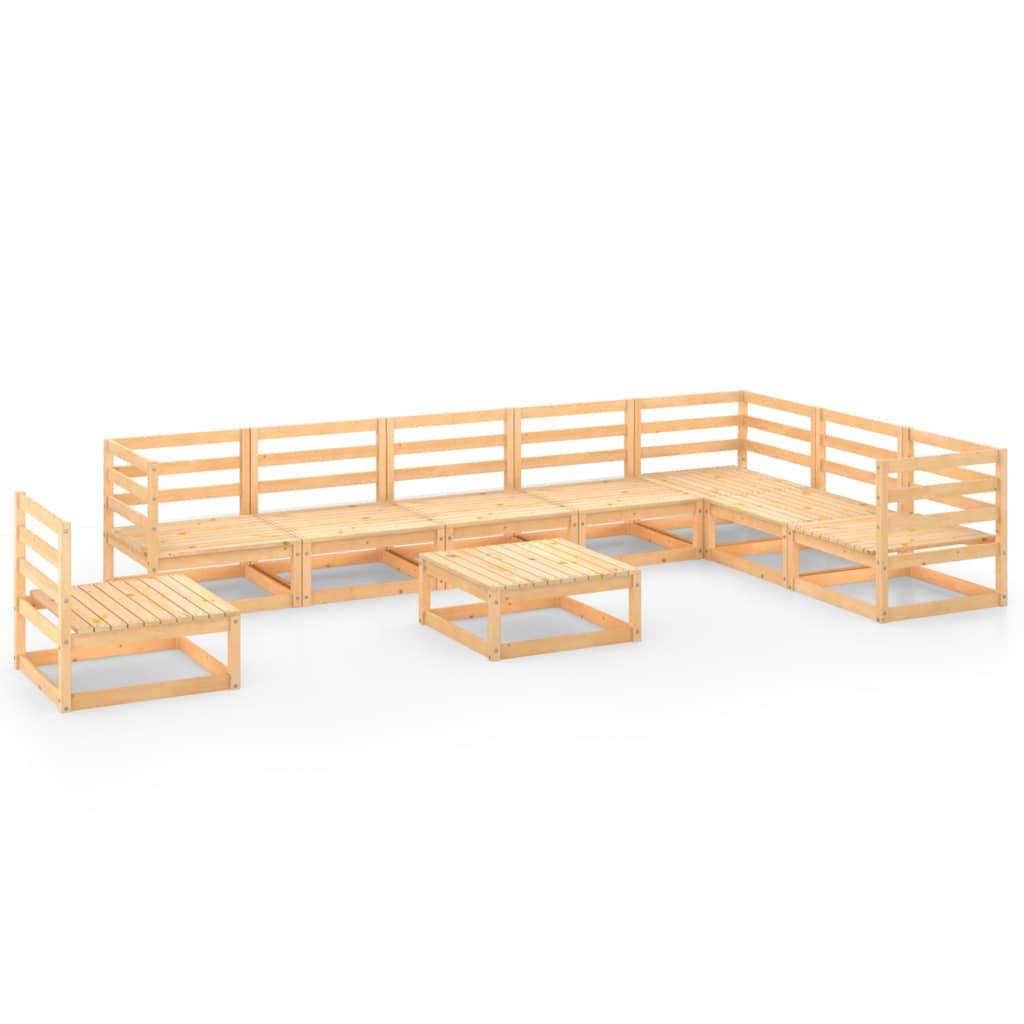 9-piece garden lounge set solid pine