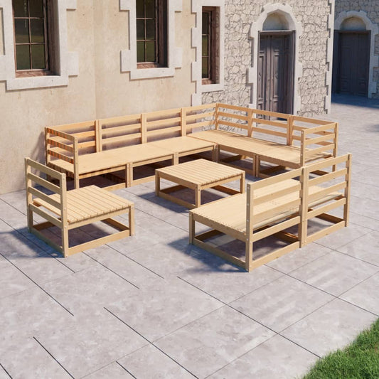 10-piece garden lounge set solid pine