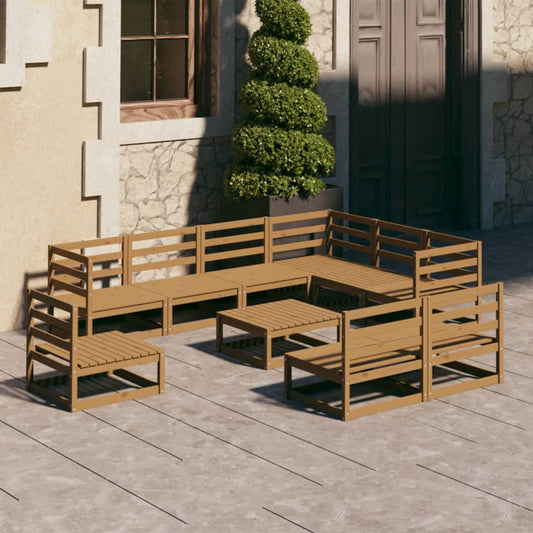 10-piece garden lounge set honey brown solid pine