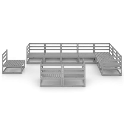 10-piece garden lounge set grey pine solid wood