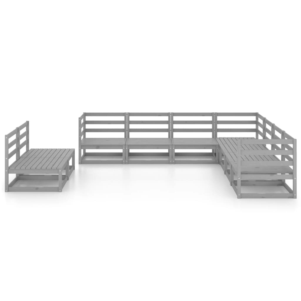 9-piece garden lounge set grey pine solid wood