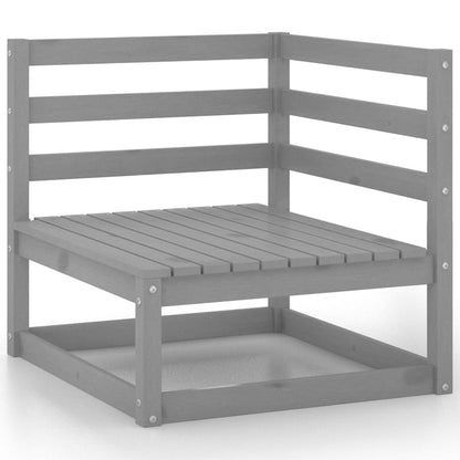 11 kom. Vrtna garnitura za sjedenje Siva puna borovina