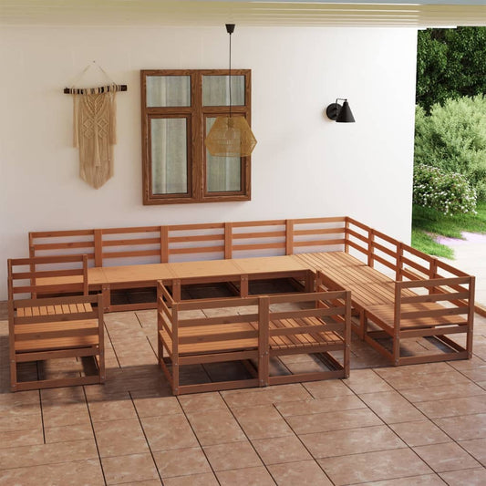 12-tlg. Garten-Lounge-Set Honigbraun Massivholz Kiefer