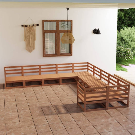 10-piece garden lounge set solid pine