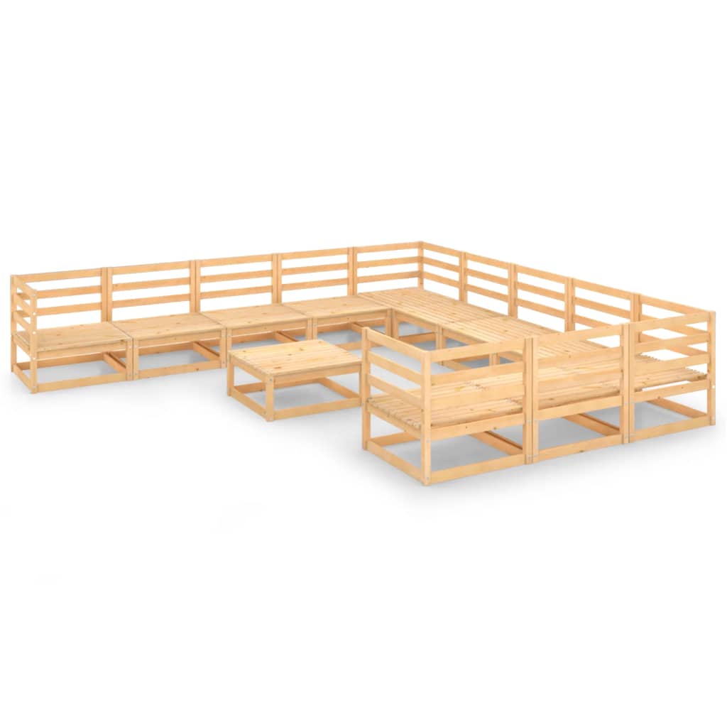 12-tlg. Garten-Lounge-Set Massivholz Kiefer
