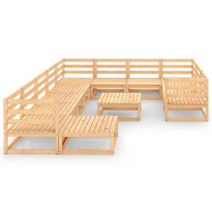 12 kom. Vrtna garnitura za sjedenje od punog borovine