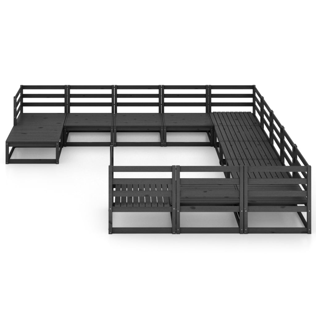 12 kom. Vrtna garnitura za sjedenje od punog borovine