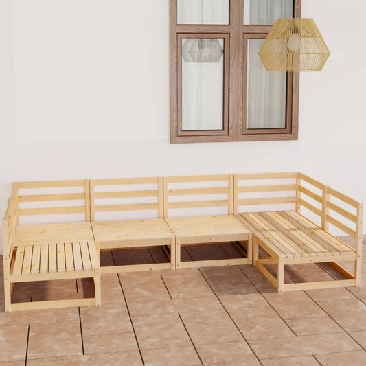 6-tlg. Garten-Lounge-Set Massivholz Kiefer