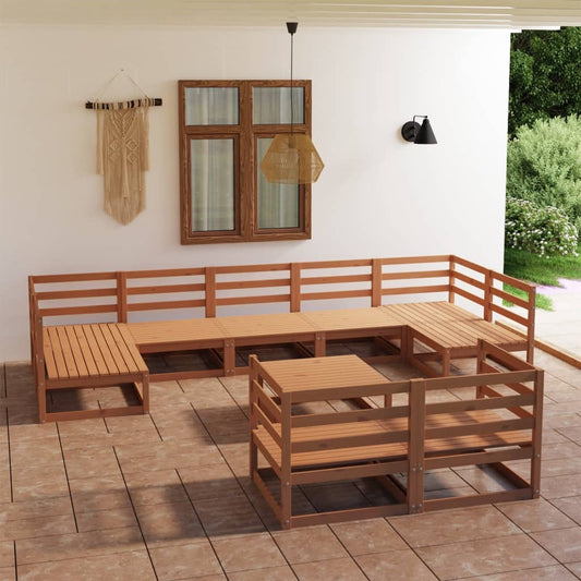 10-piece garden lounge set solid pine