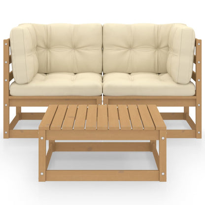 3-tlg. Garten-Lounge-Set mit Kissen Kiefer Massivholz