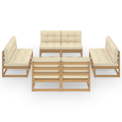 8-tlg. Garten-Lounge-Set mit Kissen Kiefer Massivholz