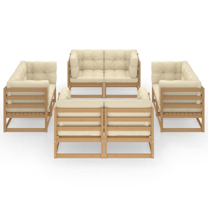 8-tlg. Garten-Lounge-Set mit Kissen Kiefer Massivholz