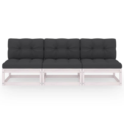 3-Sitzer-Sofa mit Kissen Kiefer Massivholz